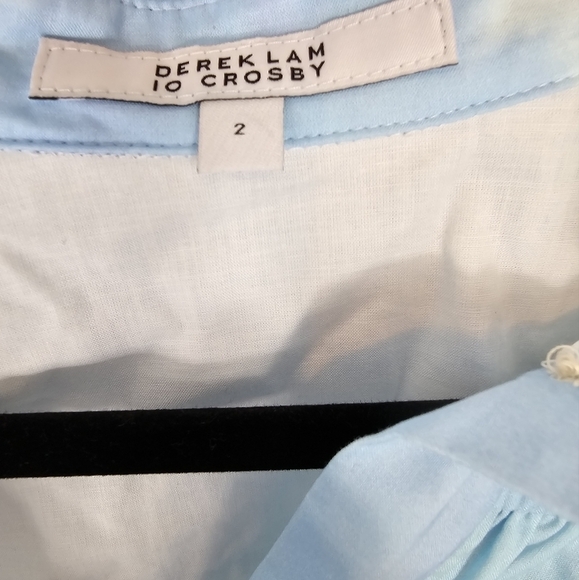 DEREK Lam 10 Crosby tie dye abstract Poplin dress blue & white size 2 NWOT - Picture 2 of 7